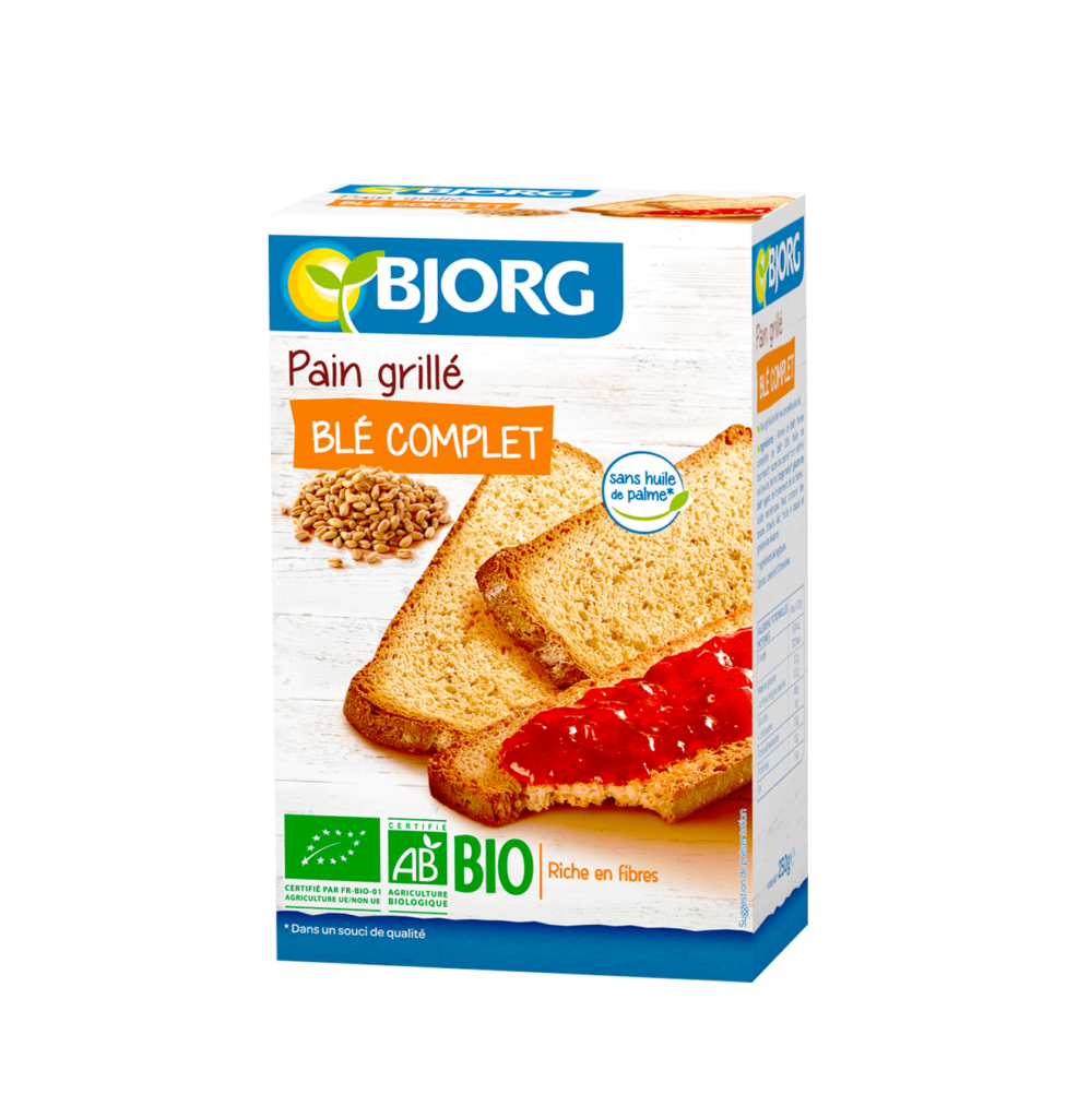 BJORG - Pain Grillé Au Blé Complet Bio - Sans Huile De Palme - Source De  Fibres - 250 G, L'emballage Peut Varier